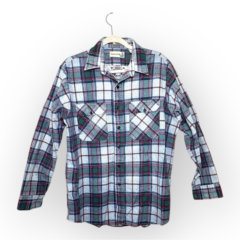 Vintage Fieldmaster Green Red Plaid Flannel Shirt Workwear Outdoors 90s Large